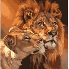 Высокое качество пара Лев Отпечатано DIY цифровой живописи маслом по номерам ручная роспись маслом 40x50 см без Рамки