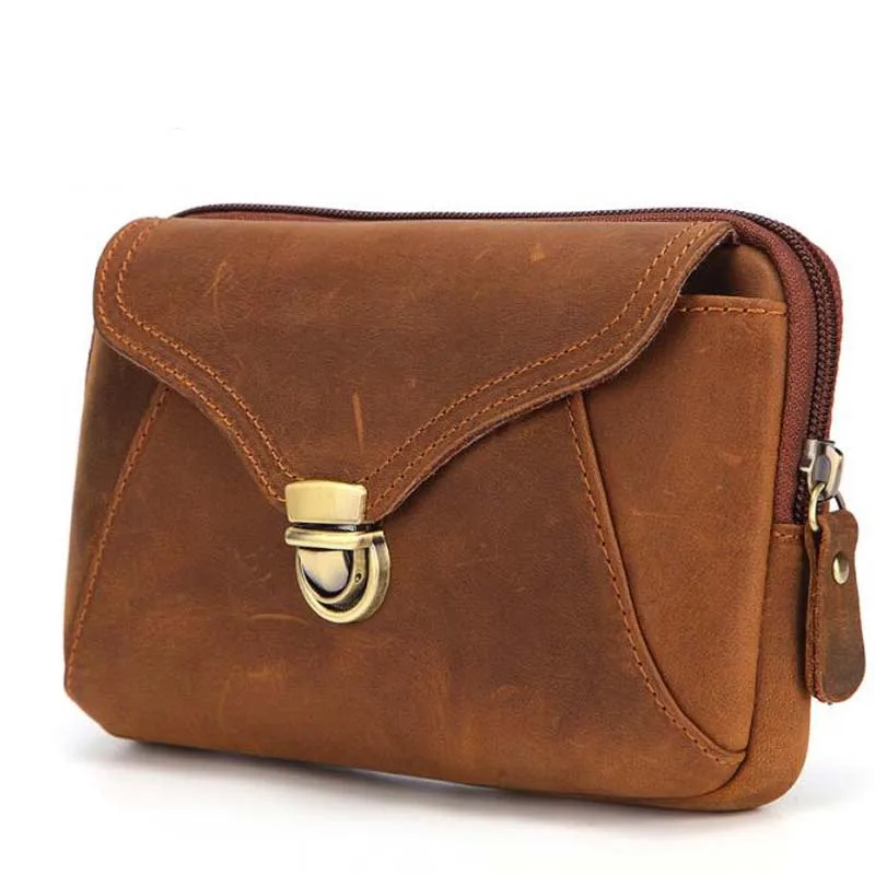 

Cow Leather Men Waist Bag Top Quality New Casual Small Fanny Belt Pack Male Cell Phone Cedit Cards Travel Wait Purse
