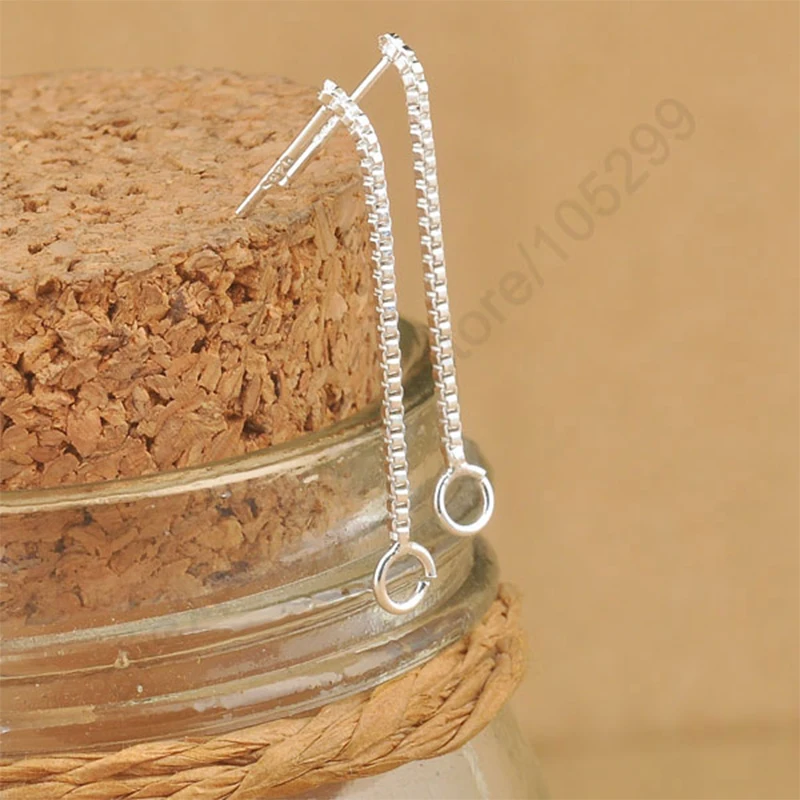 

20PCS/Lot 925 Sterling Silver Jewelry Findings Box Line Chain Long Design with Opened Jump Rings DIY Dangle Earrings