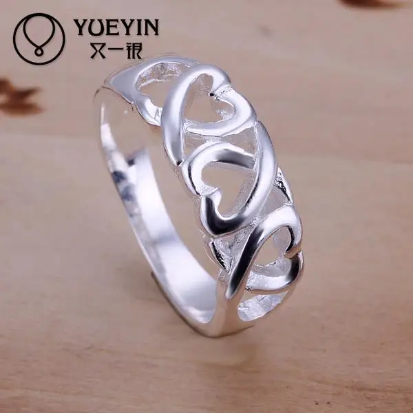 finger ring silver ring wedding rings wedding ring Silver Plated Ring For Women Wedding Party Jewelry Heart To Heart Shape