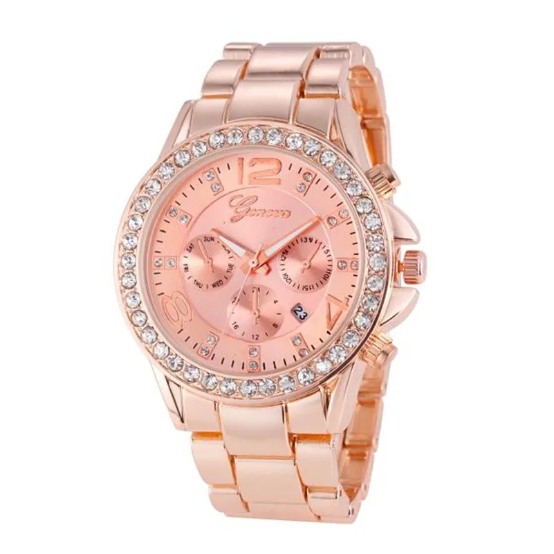 HOT Luxury Geneva Watch Women's Date Stainless Steel Quartz Analog Wrist watch Women Clock reloj mujer Elegant #2AP27 (2)
