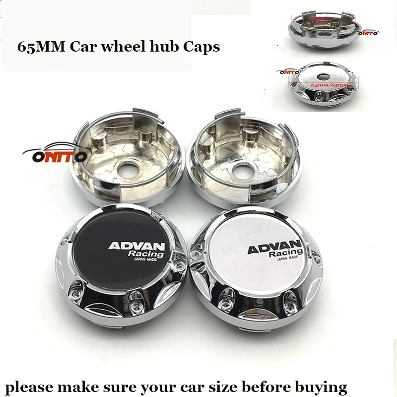 

65MM Chrome Label 4pcs/lot For ADVAN Racing Car emblem logo badge Rim Car Wheel Hub Caps Fit All Auto Wheels Center Covers