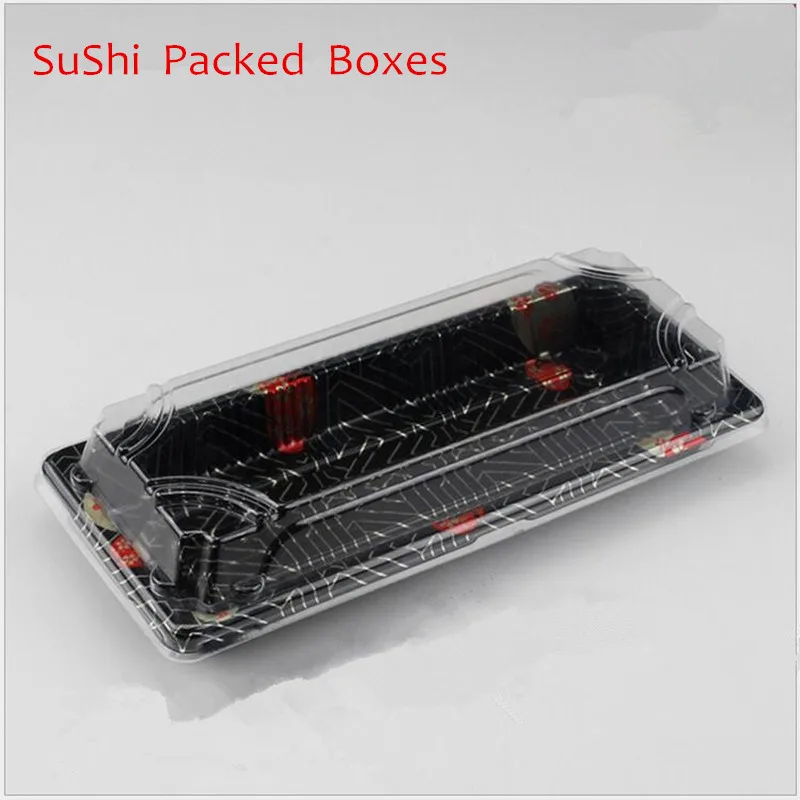 

Printed Sushi Packing boxes, biodegradable plastic box wiith lid, Sushi packaging with lid, takeaway sushi Box