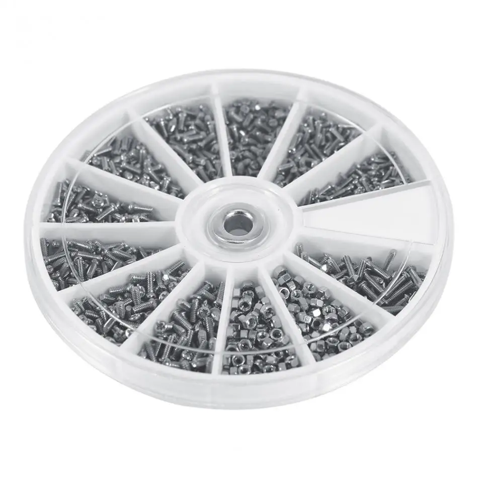 WALFRONT 600pcs/Box Screws Nut Assortment Kit Small Screw Nut Bolts