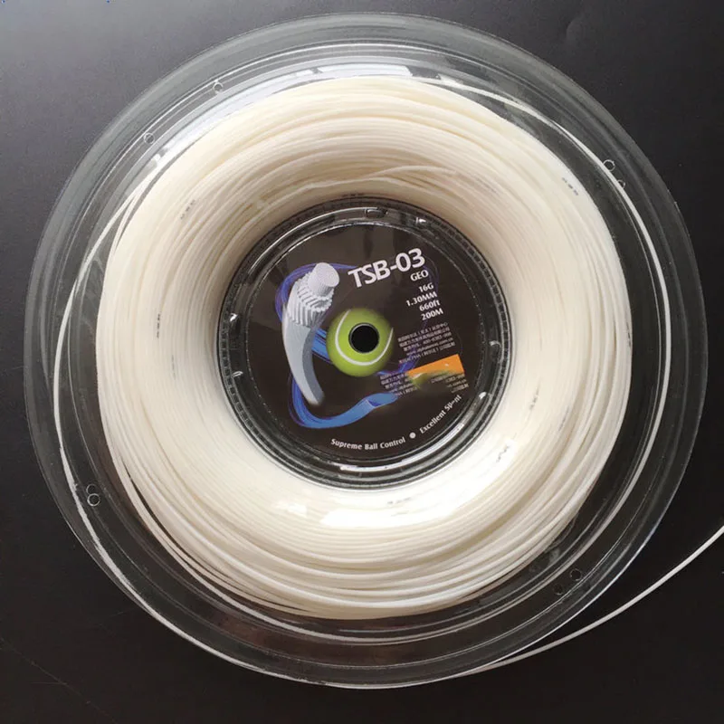 POWERTI GEO 1.30mm Tennis String Synthetic Hexagonal Multifilament Tennis Racket String 200m Reel Soft White Feeling 40-60lbs