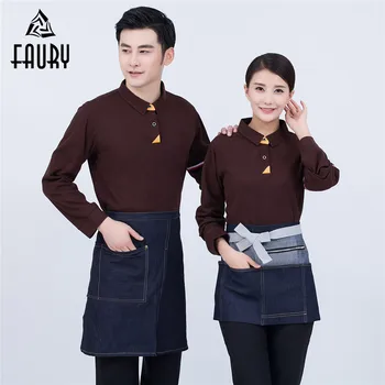 

Turn-down Collar Long Sleeve T-shirt Workwear Western Restaurant Hotel Uniforms Clothing Cake Baking Shop Waiter Chef Overalls