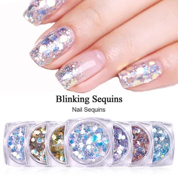 

BORN PRETTY 1g/Box Glitter Nail Sequins Mixed Colors Irregular Flakes Shining Paillette 3D Nail Art Decorations Design