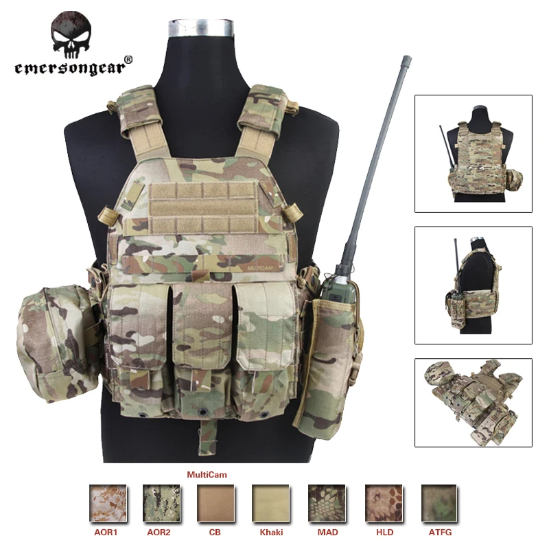

Emersongear Tactical Vest With 3 Pouches Hunting Airsoft Military Combat Gear EM7440 Multicam MR HLD Khaki Mandrake