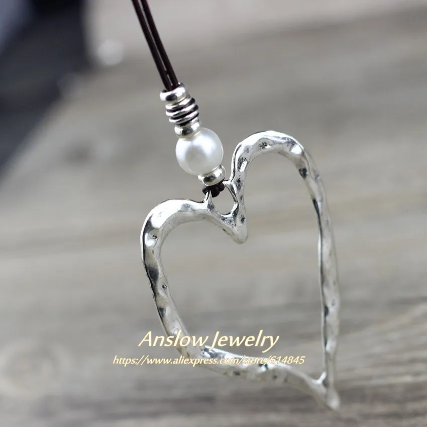 Anslow Креативный дизайн модные украшения бренд сердце любовь бусы с подвеской цепочка на свитер аксессуары 90 см длина LOW0069AN - Окраска металла: Pearl