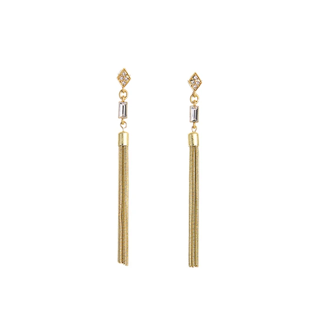 Kpop New Design Gold Color Alloy Fringe Chain Earrings Modern Women Kpop New Design Gold Color Alloy Fringe Chain Earrings Modern Women Famous Brand Long