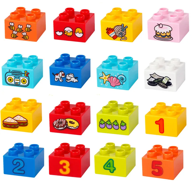 

Duploe Bee Cake Dog Egg Number Food Bricks Building Blocks Parts Toys Enlighten Creative Bricks Compatible Legoingly DIY Blocks