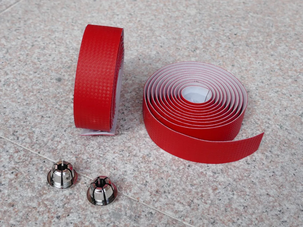 

Red Color 3K Carbon Weave Cycling Road Bike Sports Bicycle Cork Handlebar Tape + 2 Bar Plug Carbon Fibre belt Fiber strap Pair