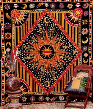 

CAMMITEVER Apolo Indian Sun Tapestry Wall Hanging Throw Bohemian Curtain Indian Decorative Geometric Blanket