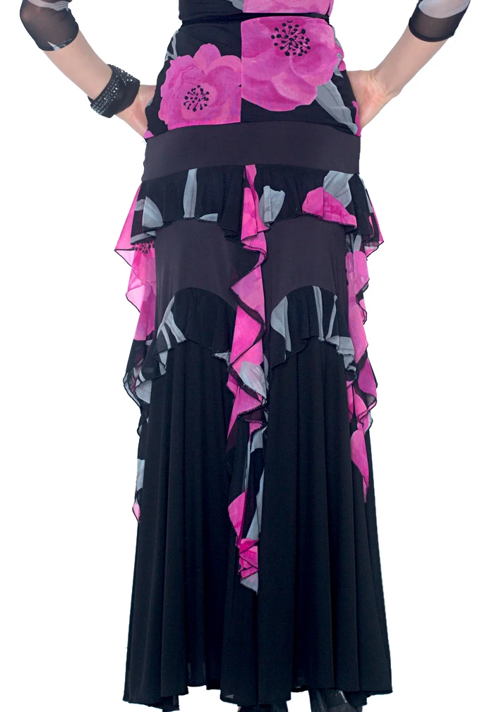 

Юбка для современных танцев, упражнение в виде листьев лотоса, яркая газовая юбка S15004