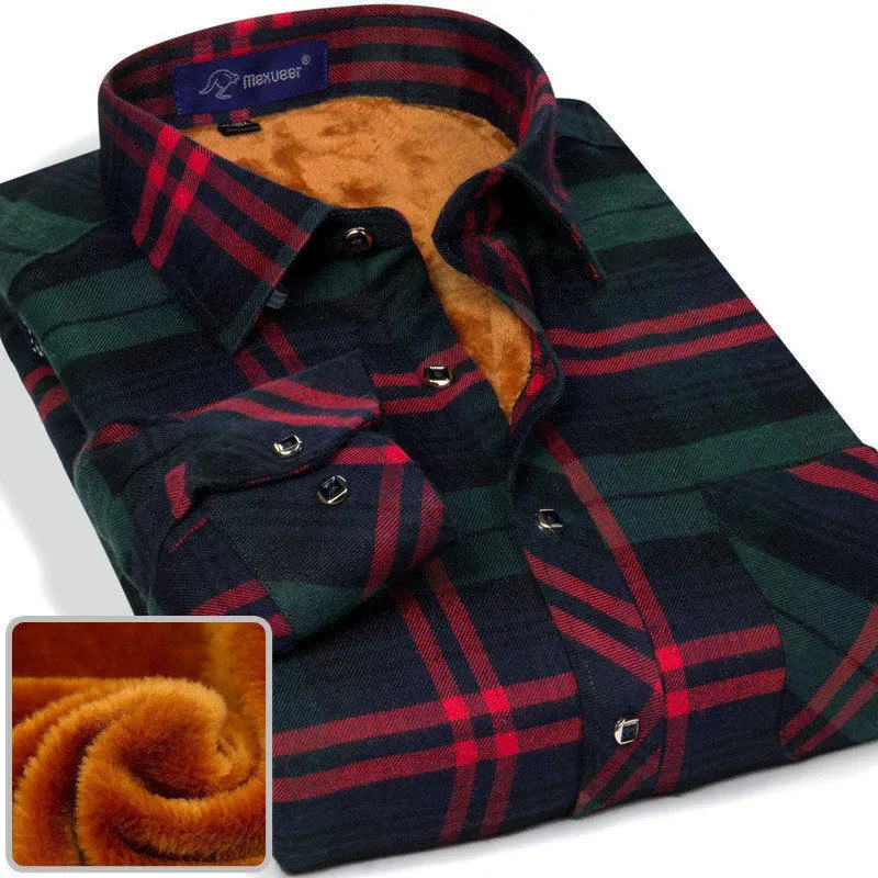 Plaid Flannel Shirt Men High Quality Winter Long Sleeve Mens Shirts