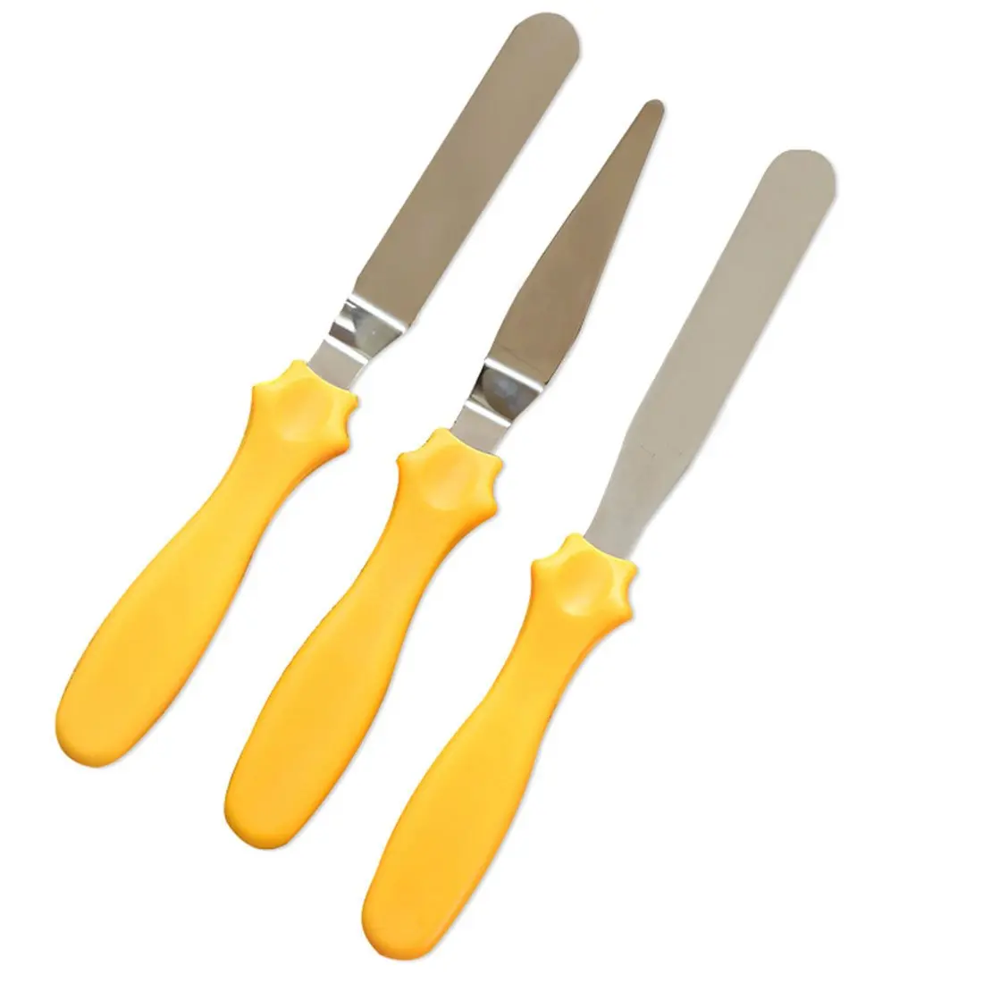 

WGT Professional Offset Spatula Set with Plastic Handle - 3-Piece Stainless Steel Icing Spatula Cake Decorating Tools