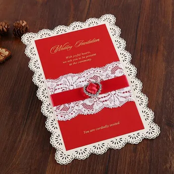 

25pcs Red Laser Cut Hollow Wedding Invitation Card Diamond Greeting Card Customize Envelopes Wedding Birthday Party Decorations