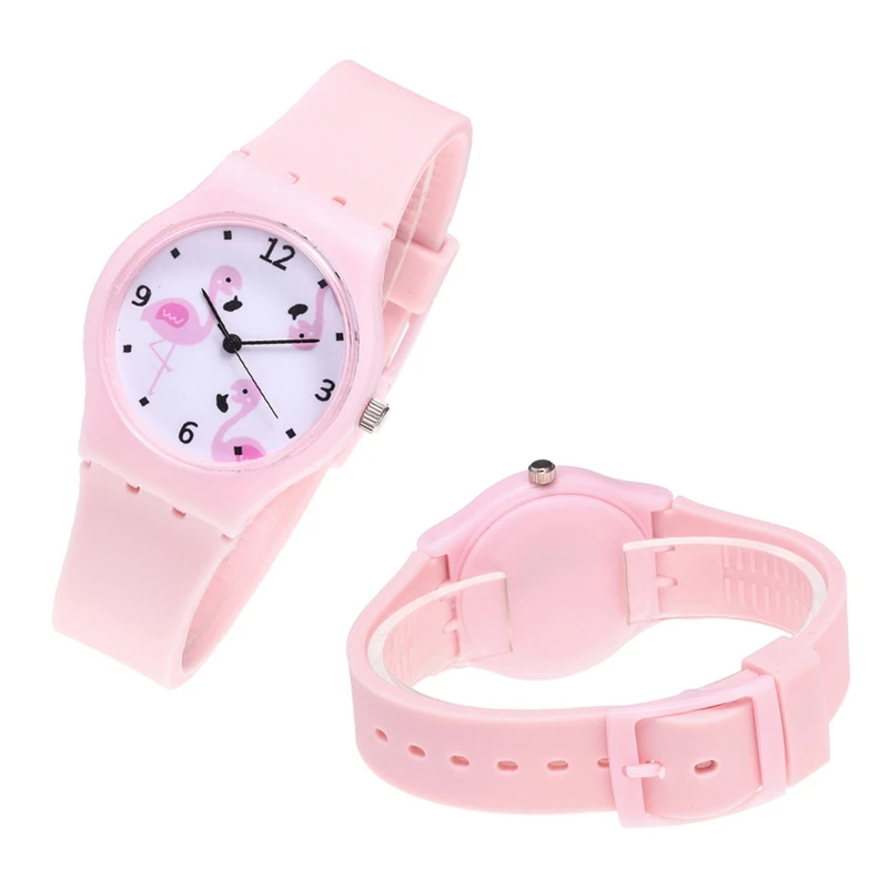 Новые силиконовые студенческие часы карамельного цвета для девочек, модные часы Flamingo, детские наручные часы с героями мультфильмов, Детские Кварцевые часы