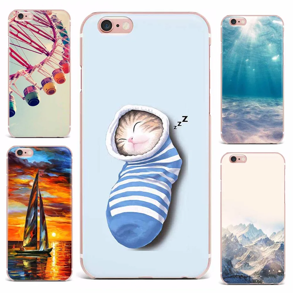 Чехол для Apple iPhone 7 4S 5S 6 S 8 Plus X Силиконовый чехол телефона Cat mountain колесо обозрения
