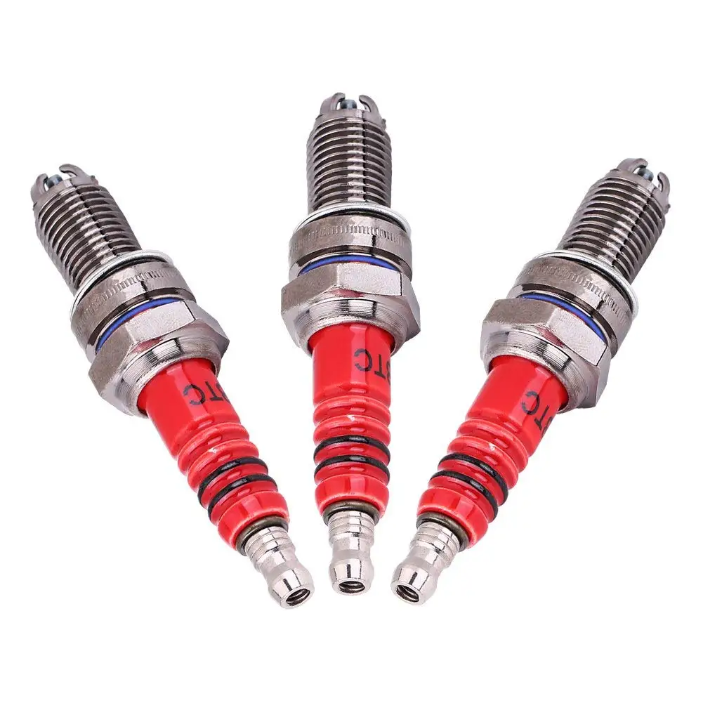 3pcs D8TC 3 Electrode Spark Plug, Racing Spark Plug with 3 Electrode