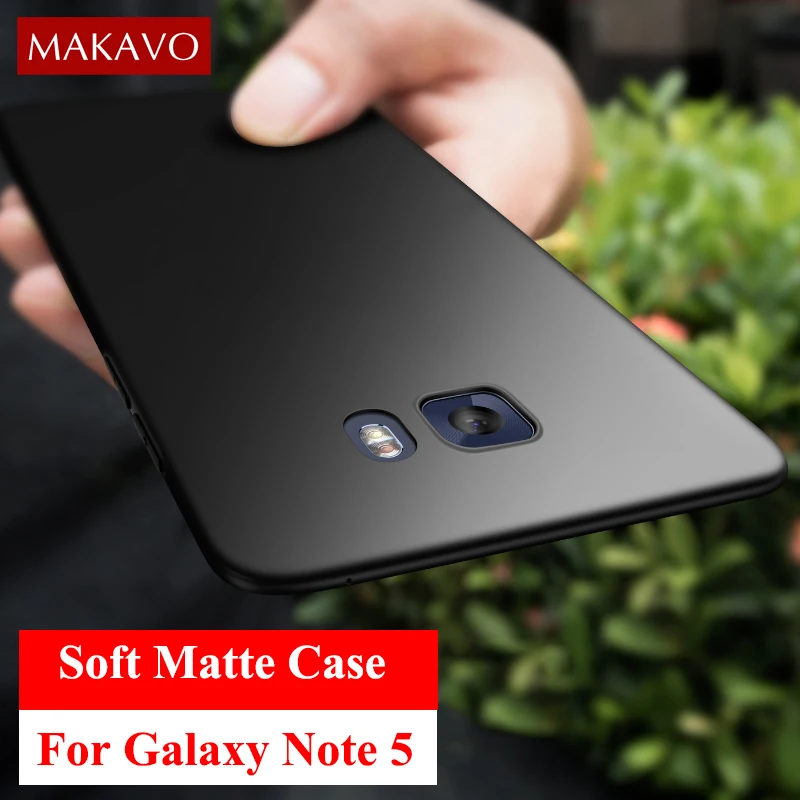 

MAKAVO For Samsung Galaxy Note 5 Case 360 Protection Soft Silicone Matte Back Cover For Galaxy Note 5 Note5 Phone Cases