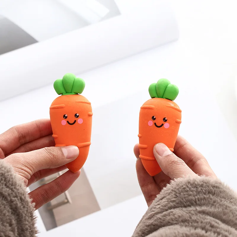 buy Creative stationery novelty erasers Carrot cute cartoon eraser removable rubber student supplies gift wholesale