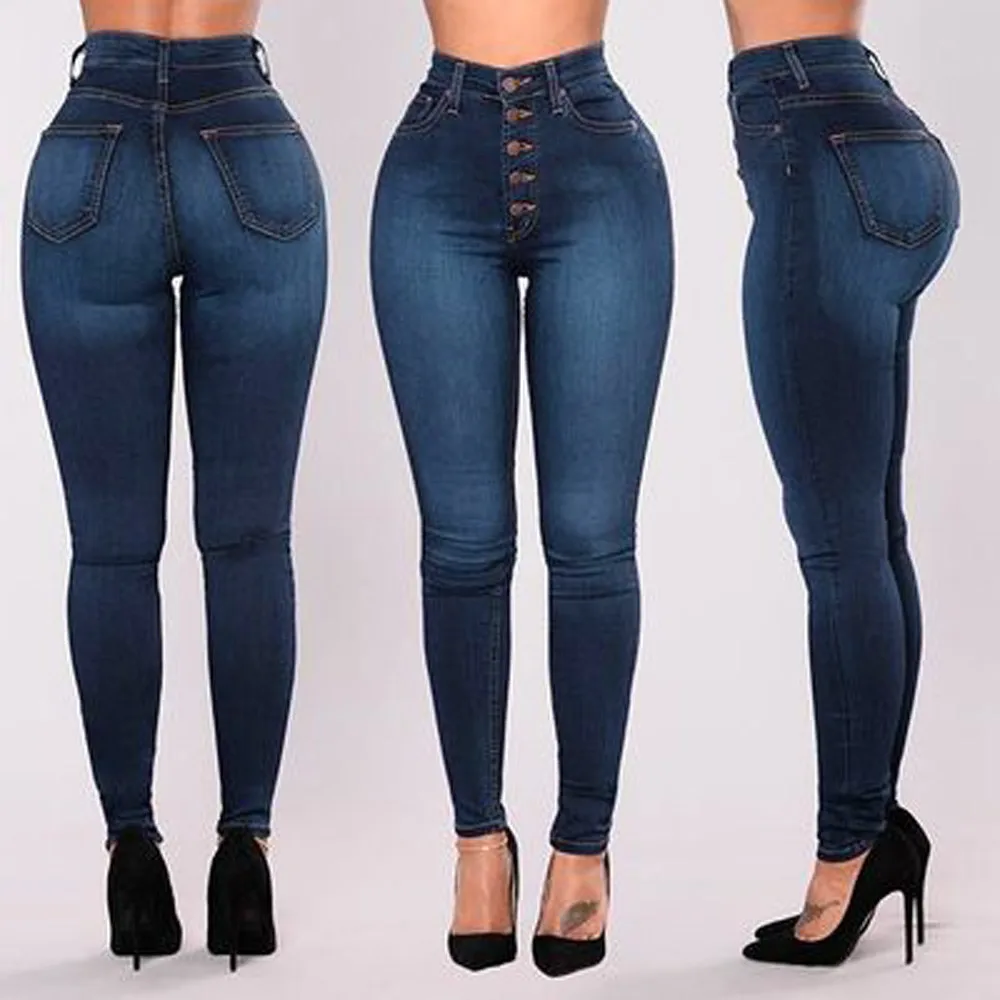 Женские джинсы, джинсы для мамы, джинсы с высокой талией, женские джинсы с высокой эластичностью размера плюс, Стрейчевые джинсы, женские потертые джинсы, узкие брюки-карандаш#4