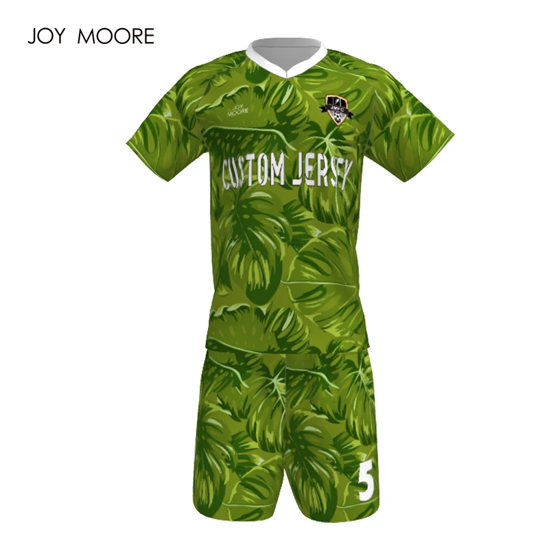 Cool design green soccer jersey set professional customieze Adult