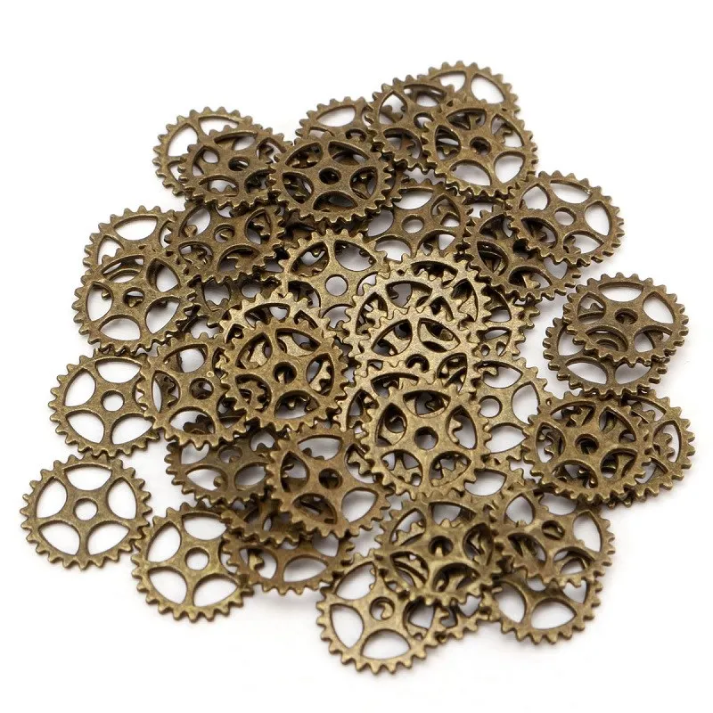 

Metal Crafts 50pcs Bronze Alloy Charms Wheel Gears Antique Vintage Craft Watch Clock Parts for Home Cloth Decor Pendant