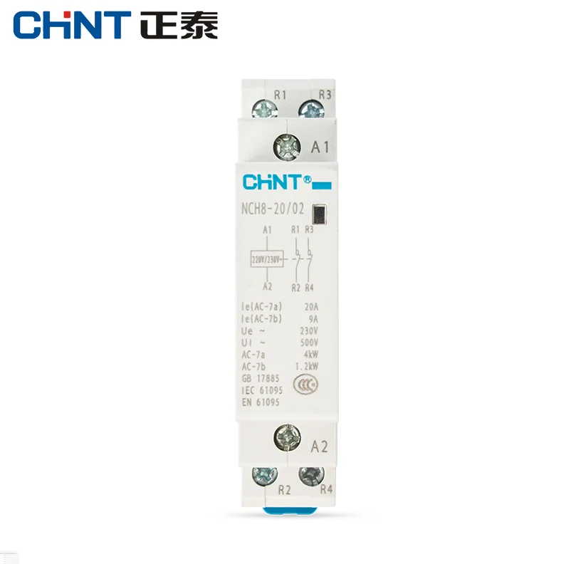CHNT CHINT NCH8-20 Modular AC household Contactor 220V 230V AC 50/60HZ 20A  1NO 1NC 2NO 2NC
