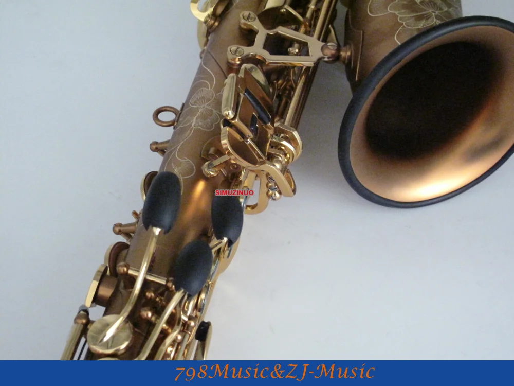 Матовые кофейные и золотые лаковые клавиши альт саксофон Sax High F # Abalone ключ с