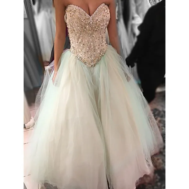 Stunning Full Beads Diamond Bodice Wedding Dress Custom Made A Line