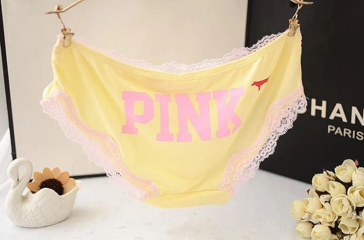 New Brand Woman Cotton Cute Panties Vs Love Pink Women Briefs Lace Decoration for Girls Calcinhas Underwear Lingerie Intimates (4)