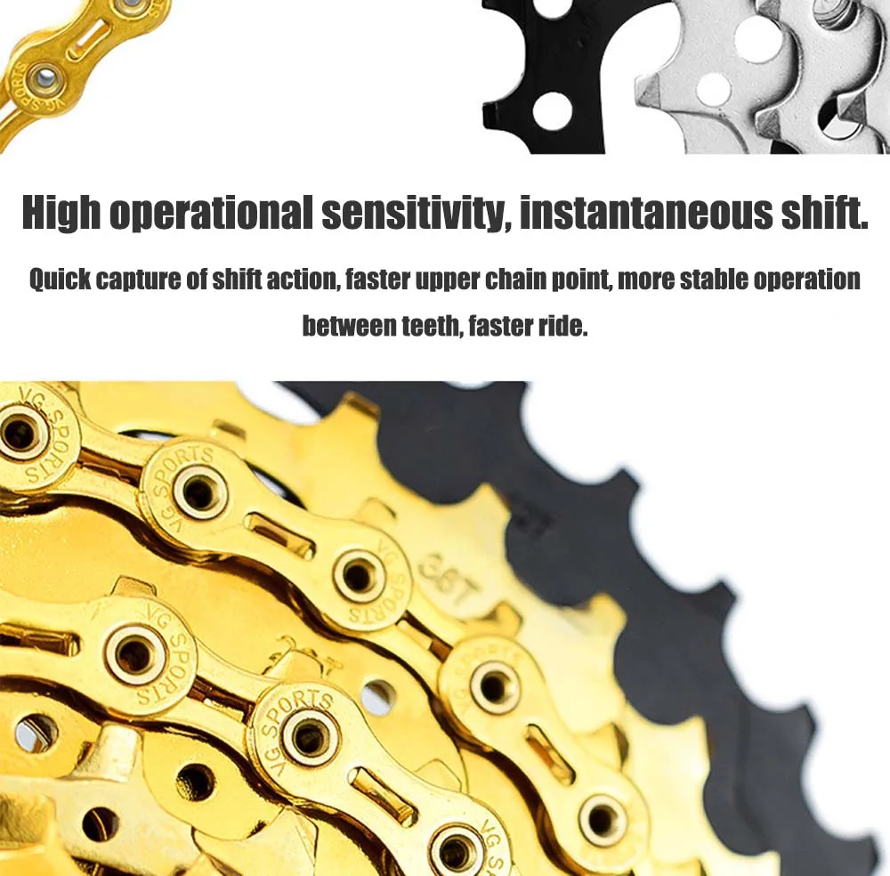 MTB Bicycle Chain 8 9 10 11 Speed Road Bike Full Hollow Chain Mountain Bike Half Hollow Chain Golden Silver Colour VG Sports