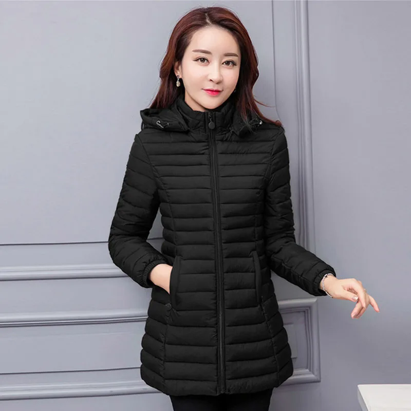 2018 winter jacket women parka Large size Thicken warm Hooded long Slim Solid Down cotton coat jacket women Outwear Parkas