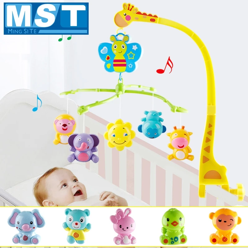 

Baby Toys 0-12 Months 4 in 1 Musical Crib Mobile Bed Bell Animal Rabbit Rattle Rotating Bracket Giraffe Holder Wind-up Music Box