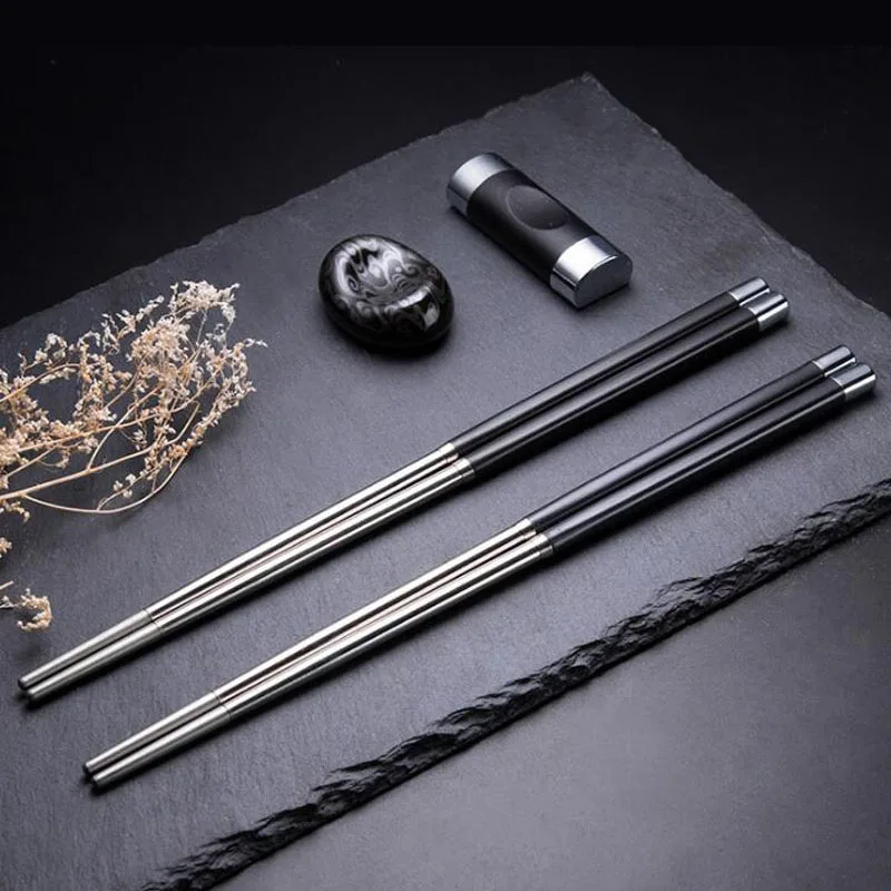 Japanese Style Chopsticks Set Stainless Steel Reusable Travel Exquisite