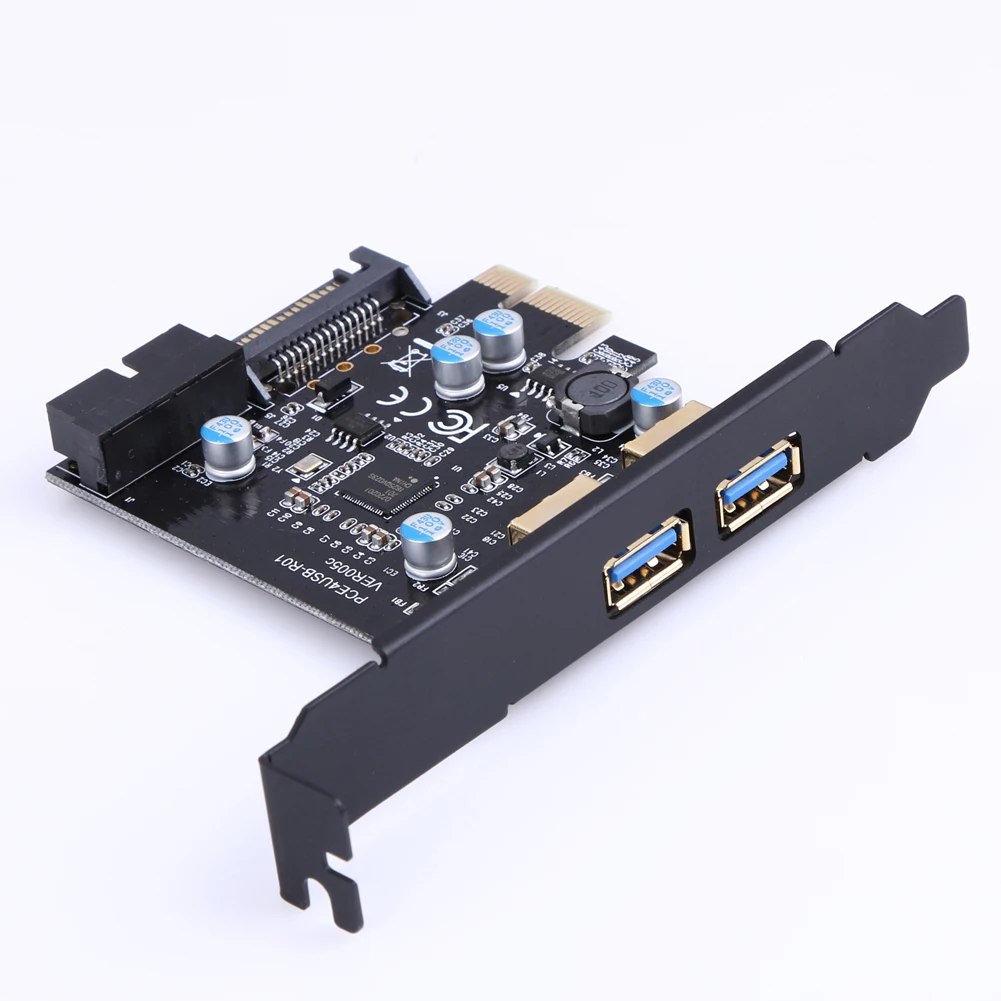 USB 3,0 PCI-E Плата расширения адаптер внешний 2 порта USB3.0 концентратор внутренний 19pin разъем PCI-E карты разъем питания