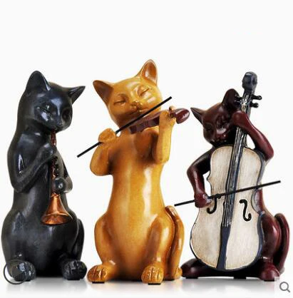 Современный творческий музыка Смола кошка орнамент домашнего интерьера украшения ремесла спальня рабочего Статуи Статуэтки Декор Аксессуары - Цвет: style1