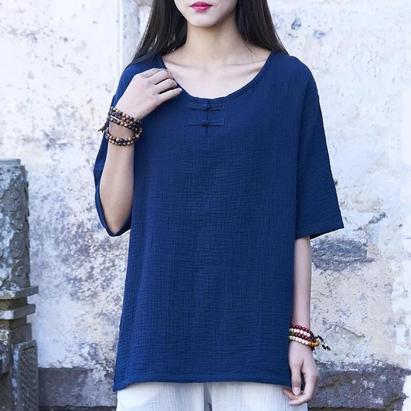 Женская блузка с круглым вырезом коротким рукавом|blouses plus|shirt blousesolid tops |