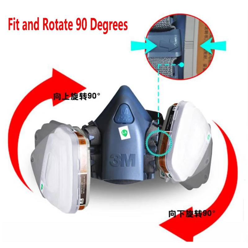 18 в 1, 3 м, 7502, полуреспиратор для безопасности лица, противогаз, с 3 м 1621, очки для окрашивания, распыление, промышленная противопылевая маска