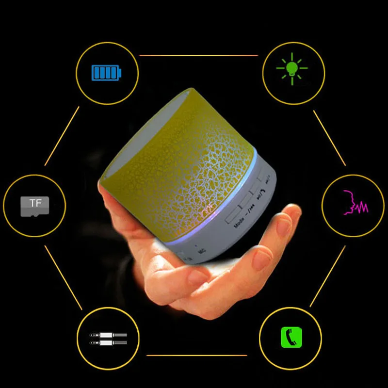 Портативный мини беспроводной динамик Smart LED музыка стерео светящийся s с TF слотом