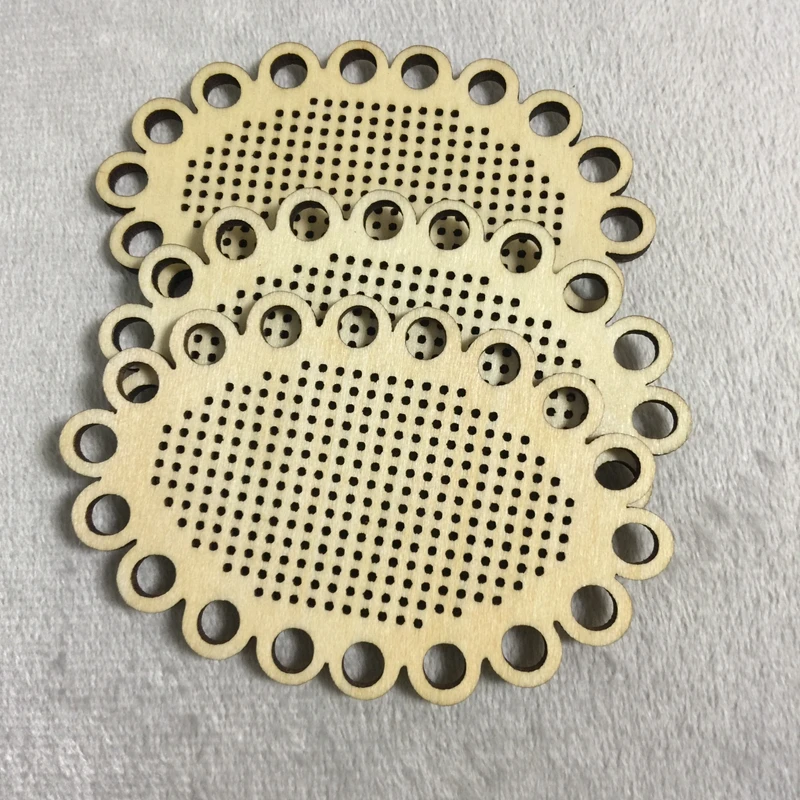 

Laser Cut Plywood OVAL Embroidery Cross Stitch Pattern Blanks Set of 4 pcs
