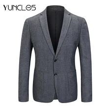 YUNCLOS, высококачественный приталенный Мужской Блейзер, серый клетчатый пиджак, повседневный деловой Свадебный Мужской Блейзер, спортивные пиджаки для выпускного