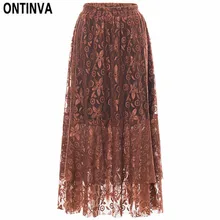 Элегантные кружевные плиссированные модные юбки с цветочным рисунком, женские Лоскутные юбки с оборками и эластичной талией, летние женские асимметричные юбки Faldas