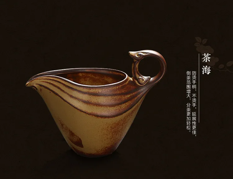 Печь чайный набор кунг-фу сжигание грубой керамики Имитация древнего чайного набора красный песок Han глина ручная рельефная чашка для чая, гайвань подарок