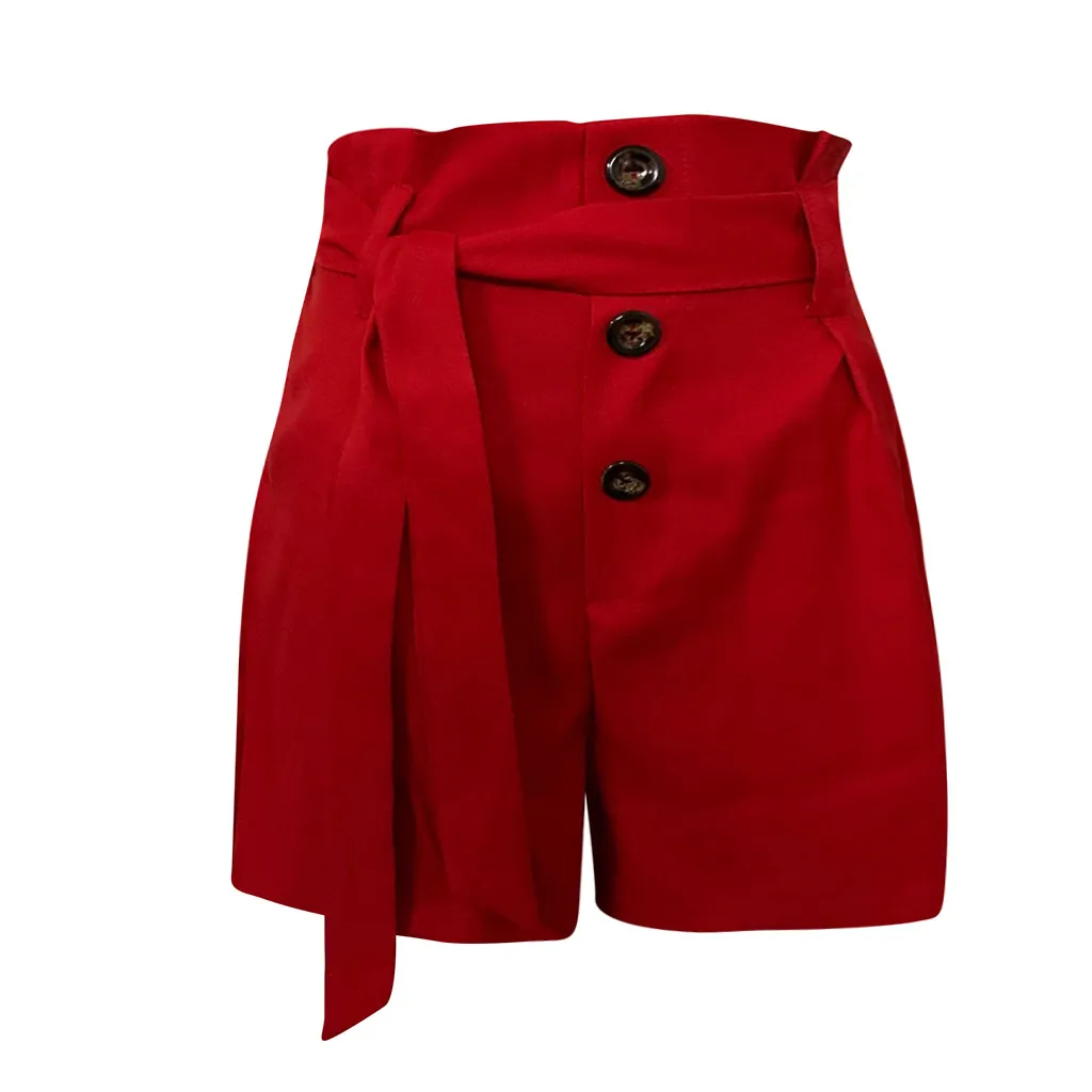 OSTRICH женские кружевные летние шорты модные трендовые Модные женские повседневные шорты с высокой талией и бантом - Цвет: Красный