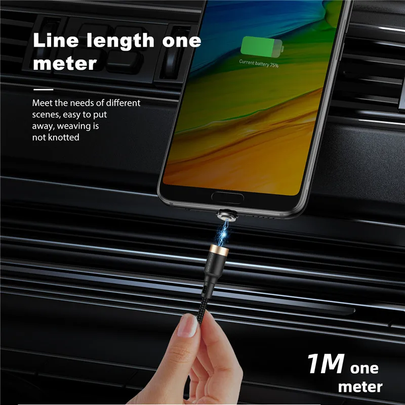 Магнитный кабель USLION 3A для быстрой зарядки iPhone Xs Max XR 8 7 6 6S Plus Micro USB Type C Samsung Xiaomi