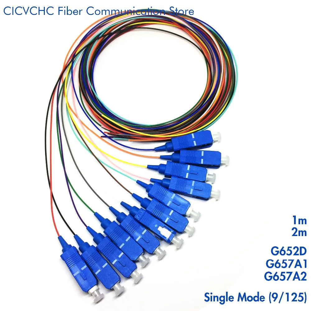12 цветов SC/UPC косичка-SM(9/125)-G652D, G657A1, G657A2-OS2-оптическое волокно