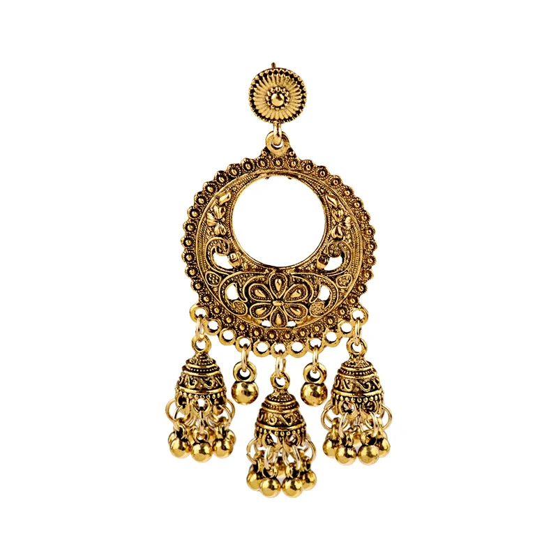 Винтажные женские круглые цыганские серьги Jhumka египетские полые цветочные